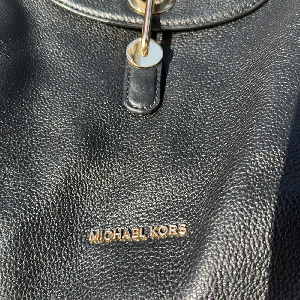 Michael Kors Raven Black Pebbled Leather Backpack - Picture 7 of 7